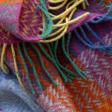 Load image into Gallery viewer, JOHN HANLY <BR>
Merino Wool Cashmere Throw <BR>
Berry Lavender Pink Orange Block Textured Twill <BR>