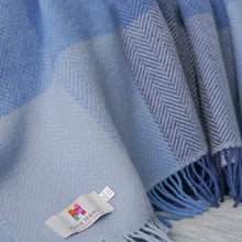 Load image into Gallery viewer, JOHN HANLY <BR>
Merino Wool Cashmere Throw <BR>
Blue Mix Herringbone Block <BR>