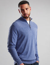 Load image into Gallery viewer, VEDONEIRE<BR>
Men's Half Zip Horizontal Rib<BR>
Military Blue & Blue Aura<BR>