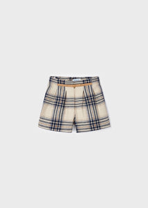 MAYORAL <BR>
Check Shorts <BR>
Cream and navy <BR>