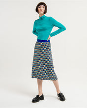 Load image into Gallery viewer, SURKANA &lt;BR&gt;
Printed knitted midi flared skirt &lt;BR&gt;
Blue Mix &lt;BR&gt;
