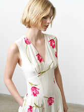 Load image into Gallery viewer, FRENCH CONNECTION <BR>
Cressida Drape Dress <BR>
Cream & Pink Floral Print <BR>