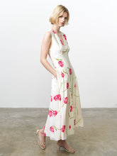 Load image into Gallery viewer, FRENCH CONNECTION <BR>
Cressida Drape Dress <BR>
Cream & Pink Floral Print <BR>