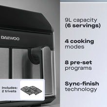 Load image into Gallery viewer, DAEWOO <BR>
9L Digital Double Drawer Air Fryer <BR>