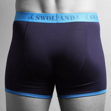 Load image into Gallery viewer, SWOLE PANDA <BR>
Men's fitted bamboo boxers<BR>
Navy/Blue