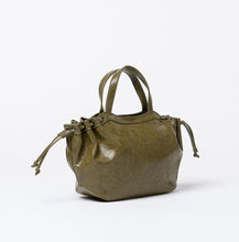 Load image into Gallery viewer, SURKANA <BR>
Crackled leather effect bag with two handles <BR>
Khaki <BR>