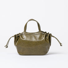 Load image into Gallery viewer, SURKANA <BR>
Crackled leather effect bag with two handles <BR>
Khaki <BR>