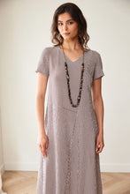 Load image into Gallery viewer, PERUZZI <BR>
Cross Line Dress <BR>
Brown stripe <BR>