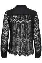 Load image into Gallery viewer, FRANSA <BR>
Cate Lace Ruffle Blouse <BR>
Black <BR>