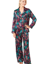 Load image into Gallery viewer, INDIGO SKY &lt;BR&gt;
Jungle Cheetah Print Revere Collar Pyjama Set &lt;BR&gt;
Navy or Raspberry Print &lt;BR&gt;
