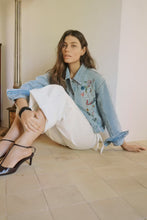 Load image into Gallery viewer, CULTURE <BR>
Embroidered Denim Bomber Jacket <BR>
Denim <BR>