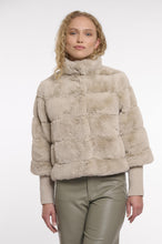Load image into Gallery viewer, RINO & PELLE <BR>
Feline Faux Fur Jacket with knitted sleeves <BR>
Birch <BR>
