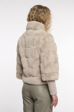 Load image into Gallery viewer, RINO & PELLE <BR>
Feline Faux Fur Jacket with knitted sleeves <BR>
Birch <BR>