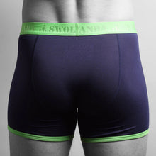 Load image into Gallery viewer, SWOLE PANDA <BR>
Men's fitted bamboo boxers<BR>
Navy/Green