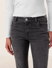 Load image into Gallery viewer, TAIFUN <BR>
7/8-length jeans in a slim fit with stud embellishment <BR>
Grey <BR>