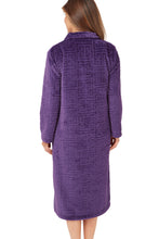 Load image into Gallery viewer, MARLON &lt;BR&gt;
Greek Key Motif Embossed Fleece Button-Through Housecoat &lt;BR&gt;
Pink or Purple &lt;BR&gt;
