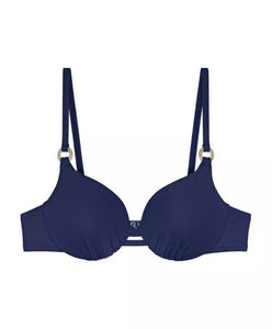 TRIUMPH <BR>
Summer Glow, Underwired bikini top with padded cups <BR>
Navy <BR>
