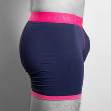 Load image into Gallery viewer, SWOLE PANDA <BR>
Men's fitted bamboo boxers<BR>
Navy/Pink