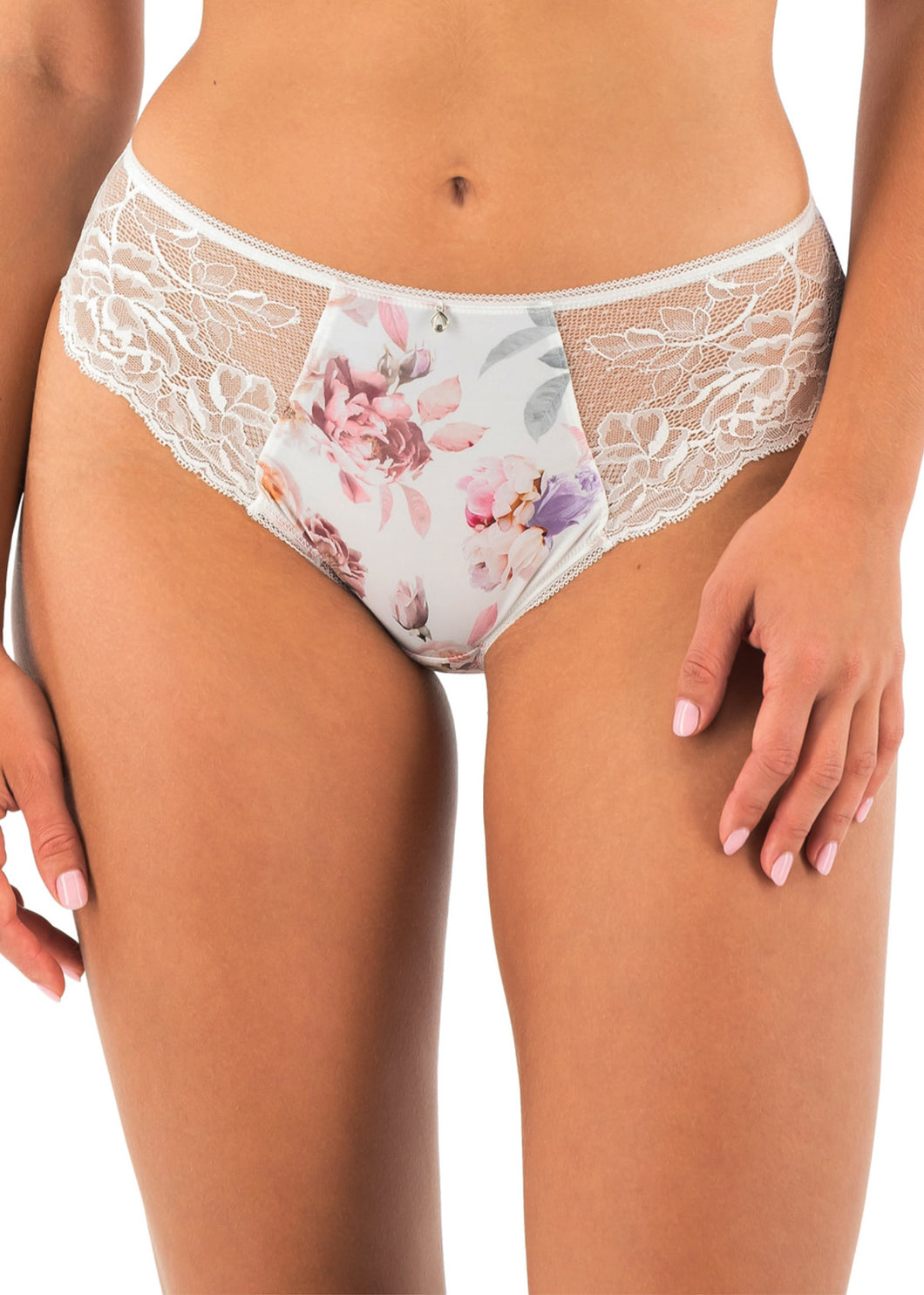 FANTASIE <BR>
Pippa Brief <BR>
White with pink roses <BR>