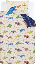 Load image into Gallery viewer, CATHERINE CLANSFIELD <BR>
Prehistoric Dinosaurs Reversible Duvet Cover Set <BR>
Natural <BR>