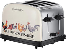 Load image into Gallery viewer, EMMA BRIDGEWATER <BR>
Rise & Shine 4 Slice Toaster <BR>
Hen motif on cream <BR>