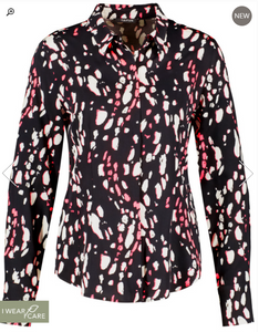 TAIFUN<BR>
Fitted Shirt Blouse With Print<BR>
Multi<BR>