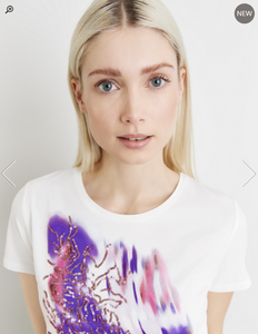 TAIFUN<BR>
T-Shirt with Print and Sequins<BR>
White<BR>