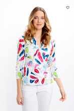 Load image into Gallery viewer, DOLCEZZA&lt;BR&gt;
Ruched Brush Stroke Summer Jersey Top&lt;BR&gt;
Multi&lt;BR&gt;
