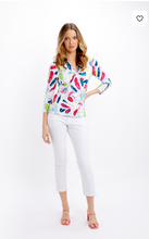 Load image into Gallery viewer, DOLCEZZA&lt;BR&gt;
Ruched Brush Stroke Summer Jersey Top&lt;BR&gt;
Multi&lt;BR&gt;
