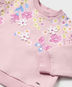 MAYORAL<BR>
Baby Floral Sweatshirt<BR>
Pink<BR>