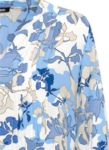 OLSEN<BR>
Long Sleeve Abstract Floral Print<BR>
Blue/Cream<BR>