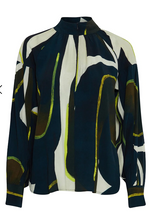 Load image into Gallery viewer, FRANSA<BR>
Lena Abstract Print Blouse<BR>
Black<BR>