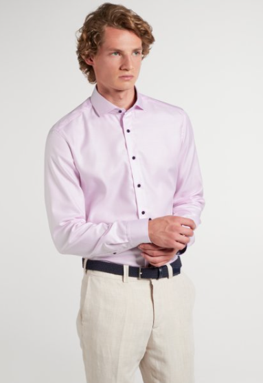 ETERNA<BR>
Long Sleeved Cotton Shirt<BR>
Pink<BR>