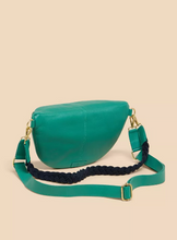 Load image into Gallery viewer, WHITE STUFF&lt;BR&gt;
Sebby Leather Bag Natural&lt;BR&gt;
Navy/Green
