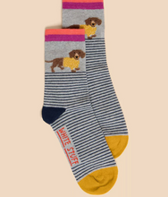 Load image into Gallery viewer, WHITE STUFF&lt;BR&gt;
Fluffy Dog Ankle Socks&lt;BR&gt;
Grey&lt;BR&gt;
