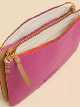 Load image into Gallery viewer, WHITE STUFF&lt;BR&gt;
Leather Double Pouch Bag&lt;BR&gt;
Orange/Pink&lt;BR&gt;
