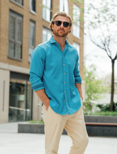 Load image into Gallery viewer, KOY CLOTHING<BR>
Maji Kikoy Kabisa Long Sleeve Shirt<BR>
Turquoise<BR>