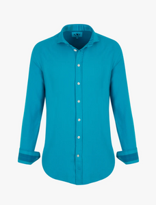 KOY CLOTHING<BR>
Maji Kikoy Kabisa Long Sleeve Shirt<BR>
Turquoise<BR>