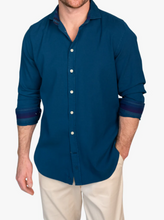 Load image into Gallery viewer, KOY CLOTHING<BR>
Ziwa Kikoy Kabisa Long Sleeve Shirt<BR>
Dark Blue<BR>