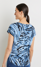 Load image into Gallery viewer, GERRY WEBER&lt;BR&gt;
Long Sleeve Top with Tie Detail&lt;BR&gt;
Blue/White&lt;BR&gt;
