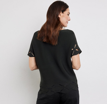 Load image into Gallery viewer, GERRY WEBER<BR>
Round Neck Knit Jumper with Floral Detail<BR>
Black<BR>