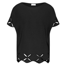 Load image into Gallery viewer, GERRY WEBER<BR>
Round Neck Knit Jumper with Floral Detail<BR>
Black<BR>