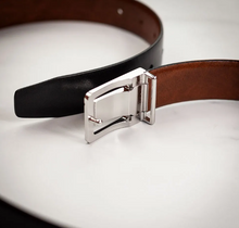Load image into Gallery viewer, OXFORD LEATHERCRAFT<BR>
Ibex 35mm Formal Reversible Belt<BR>
Black/Tan and Black/Burgundy<BR>