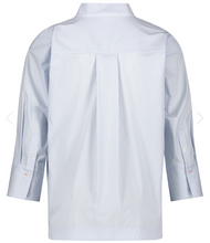Load image into Gallery viewer, GERRY WEBER&lt;BR&gt;
3/4 Sleeve Blouse with Popping Pleats&lt;BR&gt;
Blue/White&lt;BR&gt;

