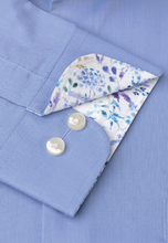 Load image into Gallery viewer, BROOK TAVERNER<BR>
Regular and Tailored Fit Herringbone Cotton Stretch Shirt<BR>
Blue<BR>