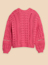Load image into Gallery viewer, WHITE STUFF<BR>
Casey Crochet Cardigan<BR>
Red Pink<BR>