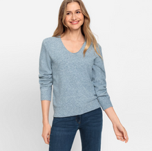 Load image into Gallery viewer, OLSEN<BR>
Long Sleeve Knit Jumper in Henry Fit<BR>
Blue<BR>