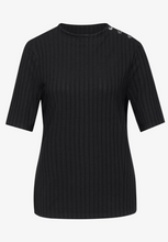 Load image into Gallery viewer, STREET ONE<BR>
T-Shirt with Button Detail<BR>
Black<BR>