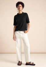 Load image into Gallery viewer, STREET ONE<BR>
T-Shirt with Button Detail<BR>
Black<BR>