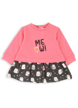 Load image into Gallery viewer, BABYBOL<BR>
Baby Girl Meow Sweater<BR>
Fuchsia<BR>